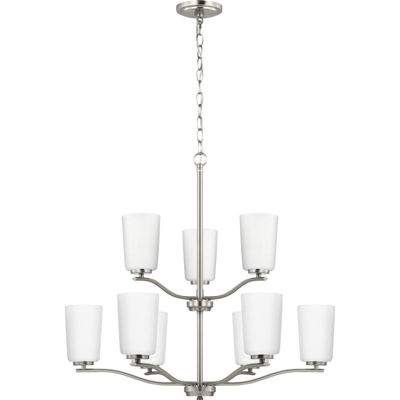 Lustre linéaire moderne à 9 lumières à intensité variable Rozema, Nickel brossé