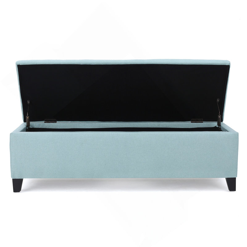Banc d'entrée en bois rembourré pour chambre, Light Blue, 16.25" H x 51.25" W x 17.50" D