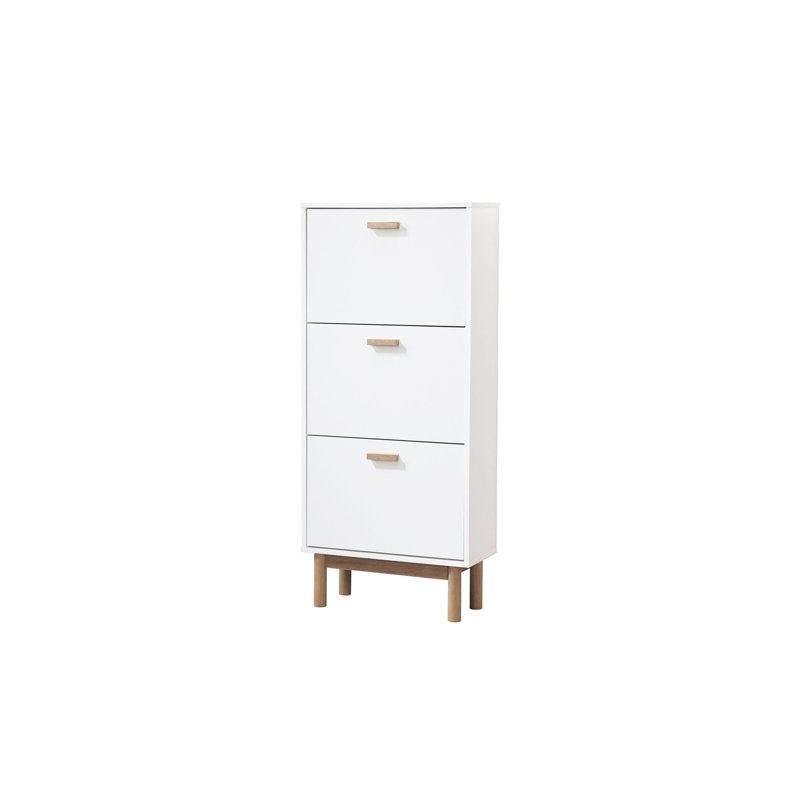 6 Pair Flip Down Shoe Storage, White/Oak
