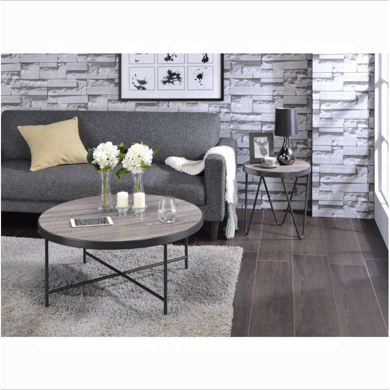 Table basse ronde de style industriel 1pc, Black