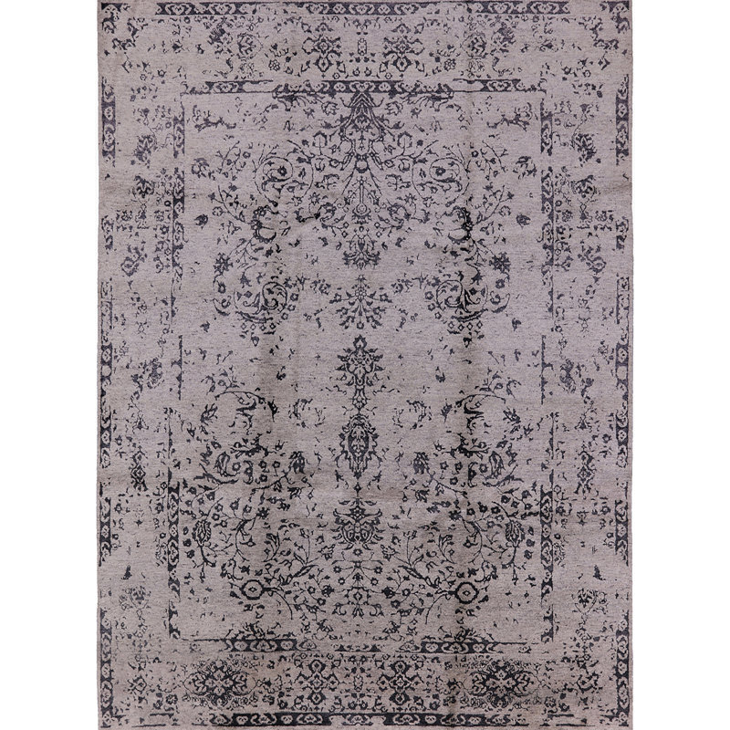 Tapis oriental gris / noir Hurustr, Rectangle 7 pi x 9 pi
