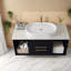 Meuble-lavabo moderne peu encombrant avec armoire en bois massif et lavabo ovale en céramique