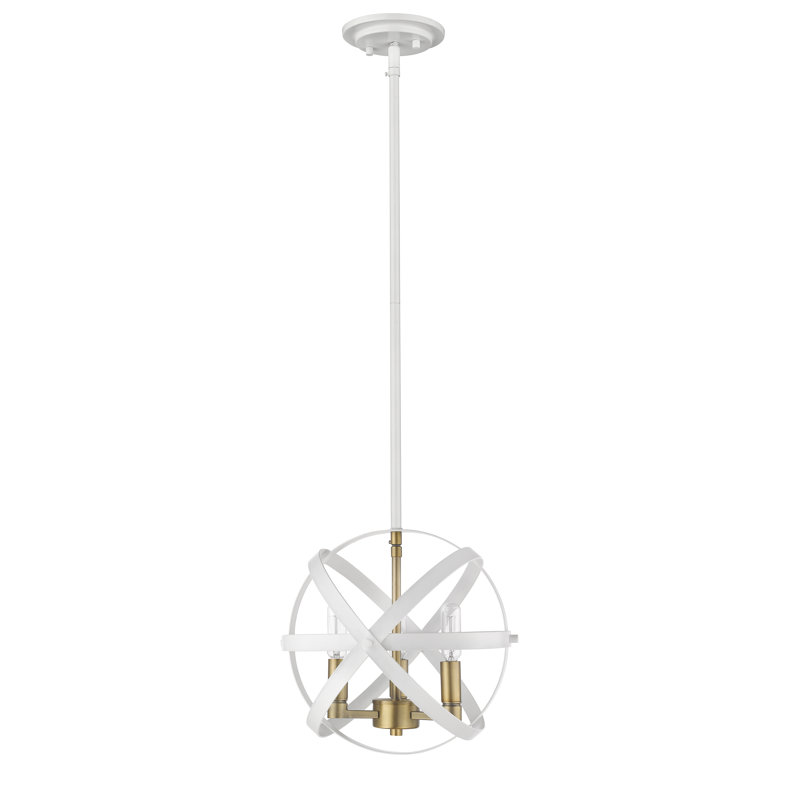 Avers 3 - Light Single Pendant, White/Olde Brass
