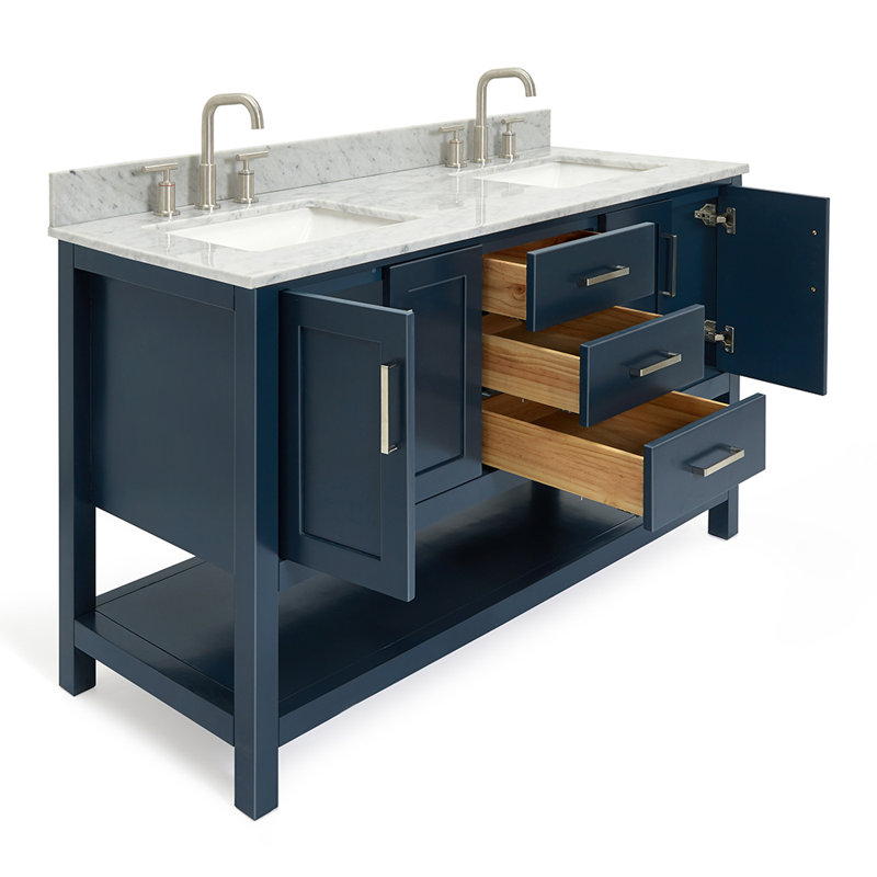 Magnolia Bath Vanity Rectangular Basin S073DCW2R,  73", Rectangle , Midnight Blue