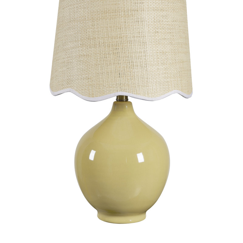 21" Ceramic Table Lamp With Oatmeal Shade, Yellow