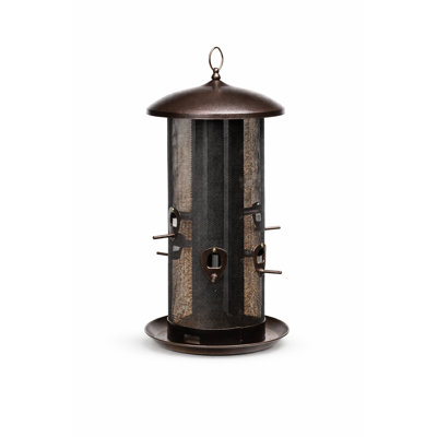 Large Metal Bird Feeder for Outdoors, 10 lb Capacity, 10 Feeding Ports, Hanging Wild Bird Feeder for Cardinals, Finches & More, Weather Resistant Mesh Design