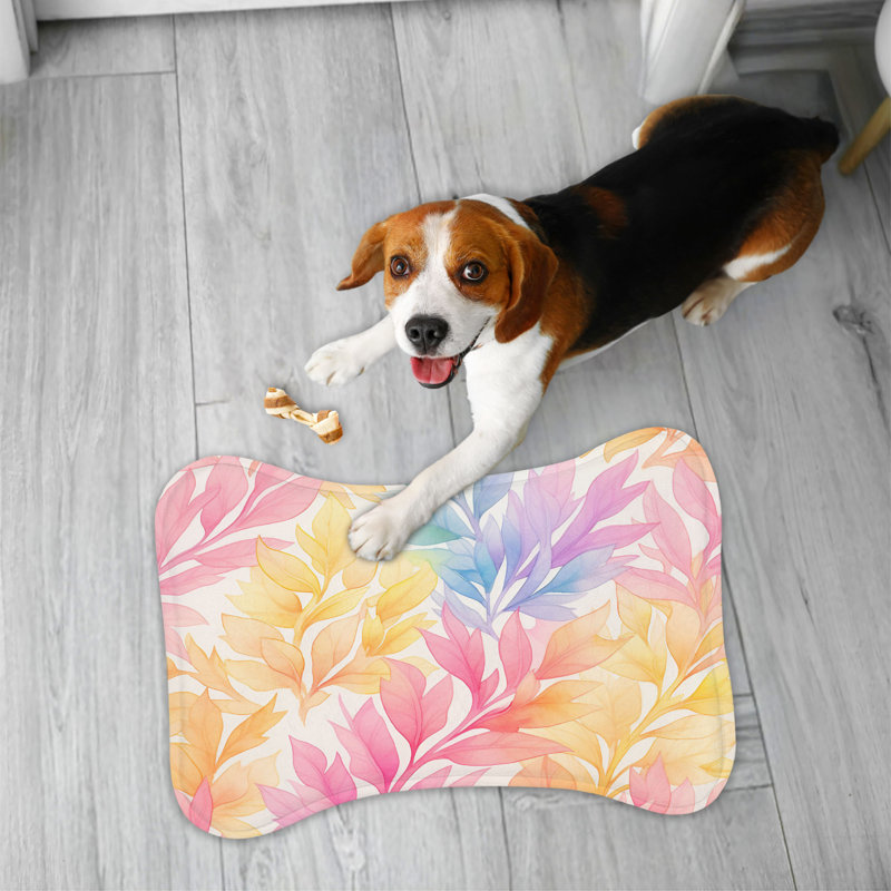 Artistic Leaves - Bone Shape Feeding Mat