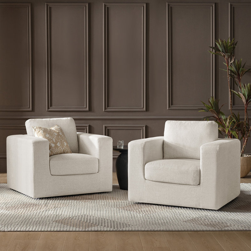 Chaise berçante pivotante avec accoudoirs carrés Letcher, Gruau
