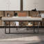 Walnut Veneer Faux Leather Writing Desk with Storage Drawers