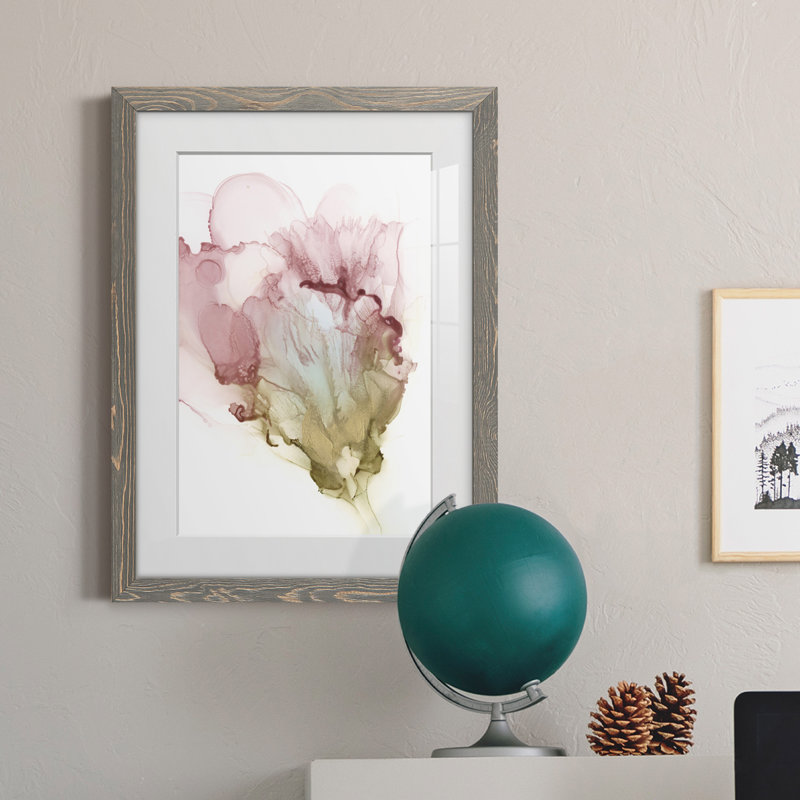 " Flowering Pink I " Painting Print, Grey Framed, 44" H x 31" W x 1" D