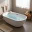 Baignoire de trempage autoportante de 61 pouces à surface solide blanc mat avec trop-plein et bonde escamotable