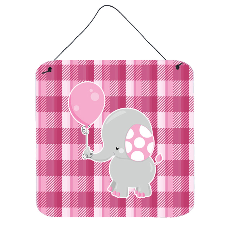 Décoration murale en aluminium éléphant avec ballon Miguel, Rose