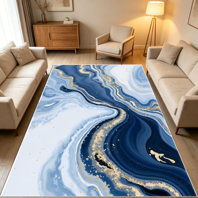 Tapis fluides abstraits de style artistique de 1 pièce pour le salon, doux et confortables, adaptés à toutes les saisons, faciles à entretenir, tapis de sol intérieur lavable à la machine, sous la table de ferme convenant à la chambre à coucher, à la salle à manger, au couloir, au balcon, au patio, à la maison
