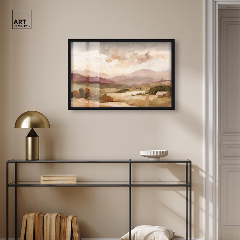 Décoration murale rustique Rolling Hills I Shadowbox par Art Remedy, cadre noir, 31 x 21, H 21 po x l 31 po, Structure noire
