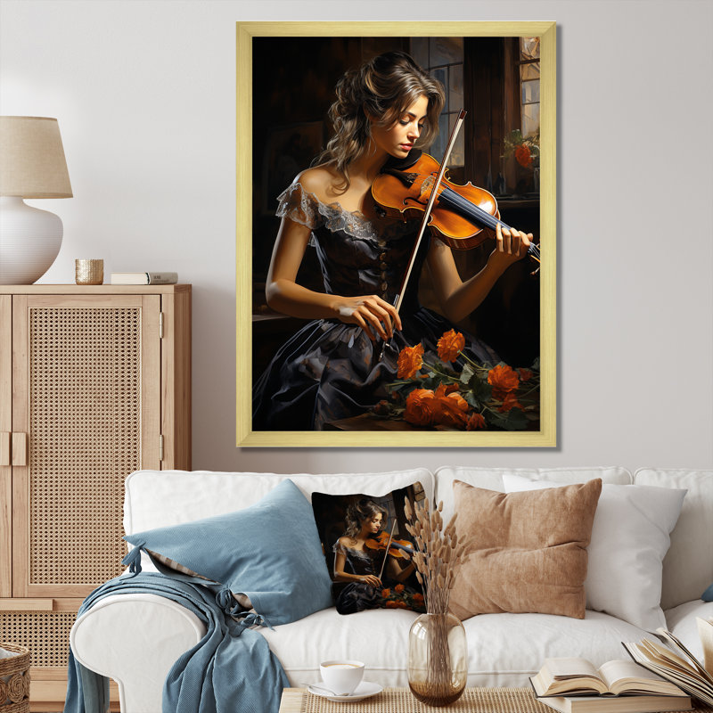 Sonate pour violon Yerkin, H 32 po x l 24 po x P 1 po, Encadrement doré