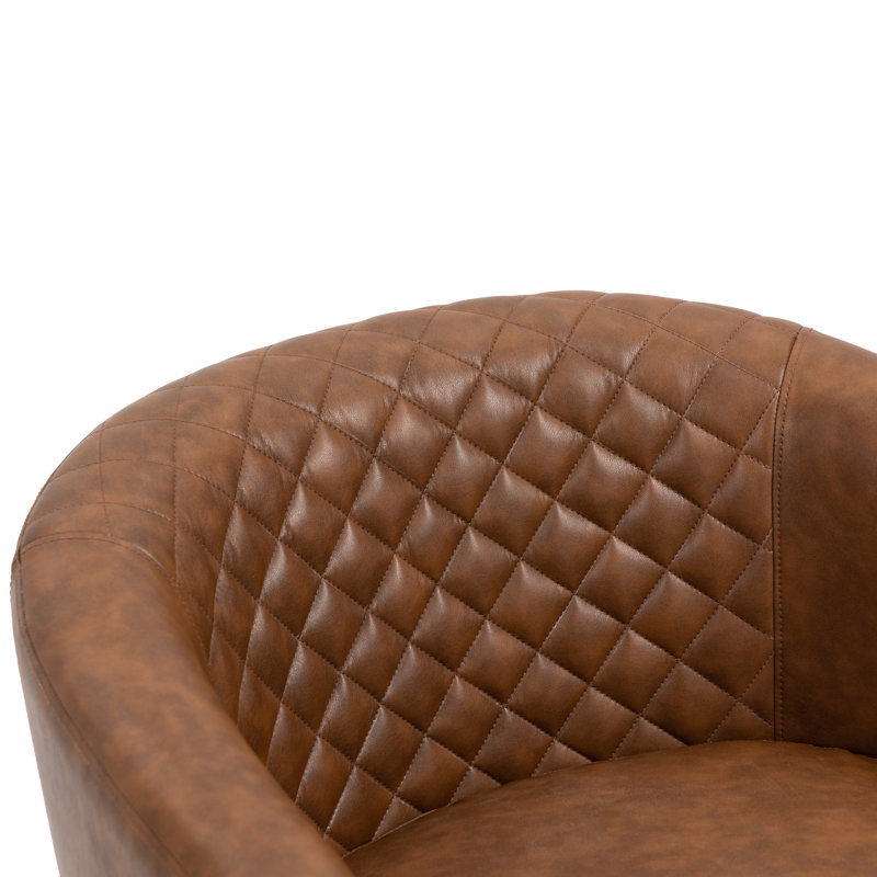 Fauteuil demi-tonneau Edvardas, Similicuir brun