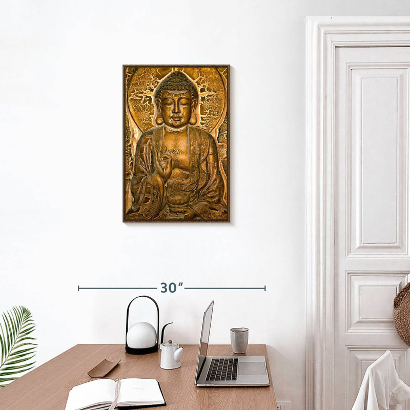 Buddha Mural, 17" x 25", Floating Frame Walnut