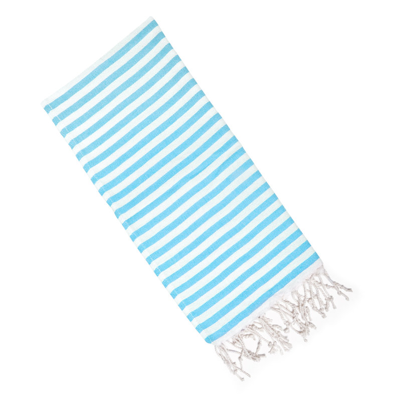 Serviette à main en coton rayé, Turquoise