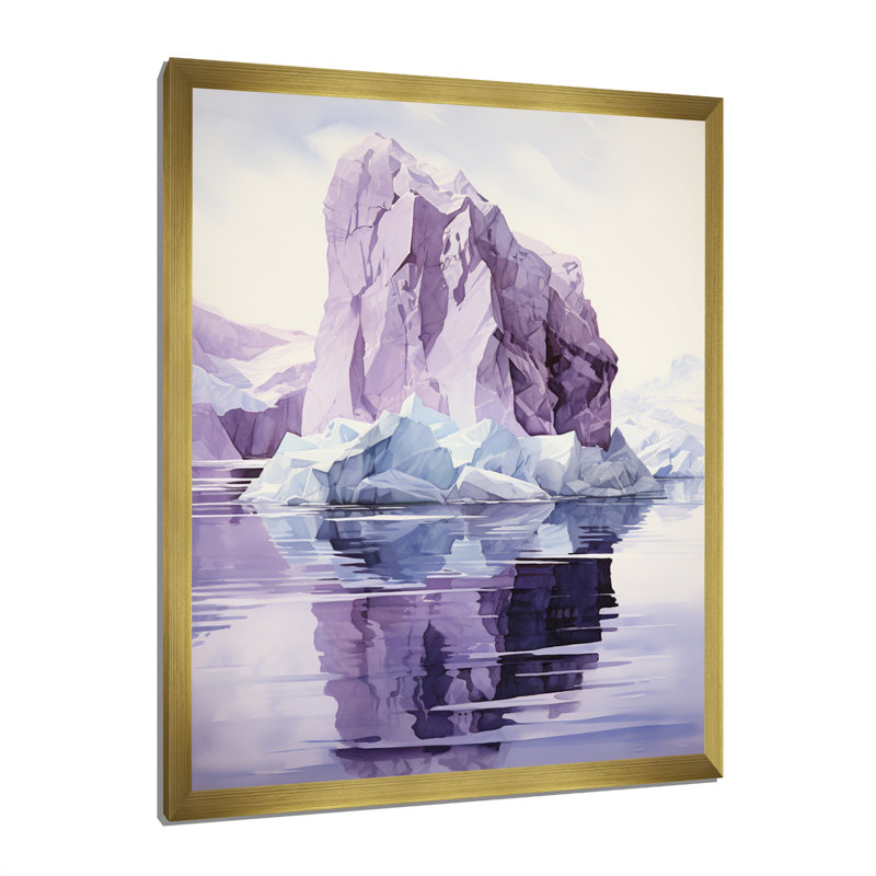 «Iceberg» mauve mystérieux - imprimé, H 44 po x l 34 po x P 1,5 po, Encadrement doré
