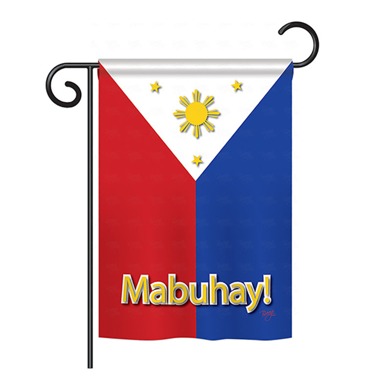 Drapeau des Philippines pour maison / jardin en polyester à 2 côtés, H 40 po x l 28 po