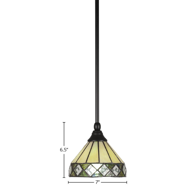 Mini-luminaire suspendu suspendu au fini noir mat avec verre à losanges de 7 po