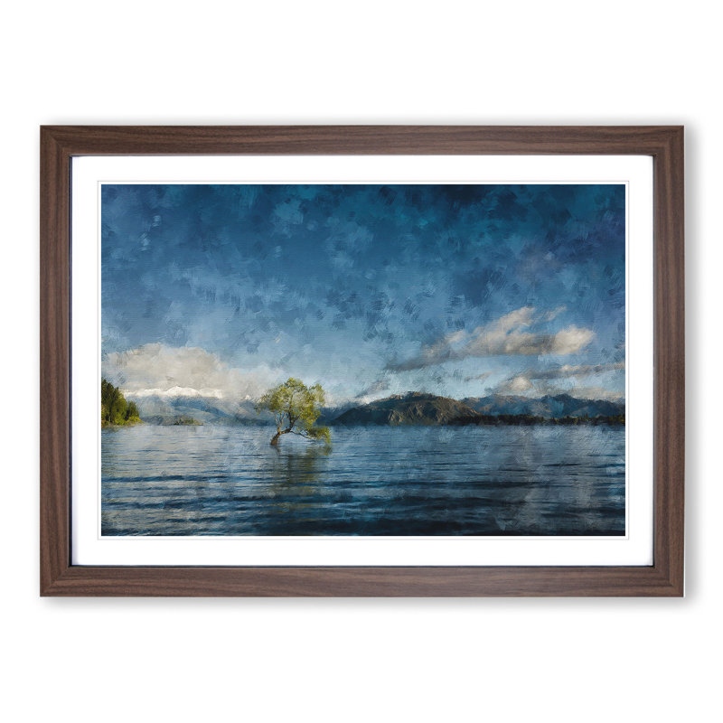 Tree in a Lake - Picture Frame Graphic Art, Walnut, 27cm H x 36cm W x 2cm D