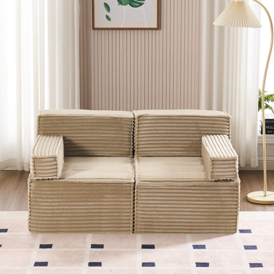 Boneless Modular Design Durable Convertible Chair Floor Couch Without Assembly(Set Of 2)
