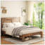 Structure de lit plateforme simple en bois, rangement sous le lit, silencieux, brun clair, sans sommier, facile à assembler