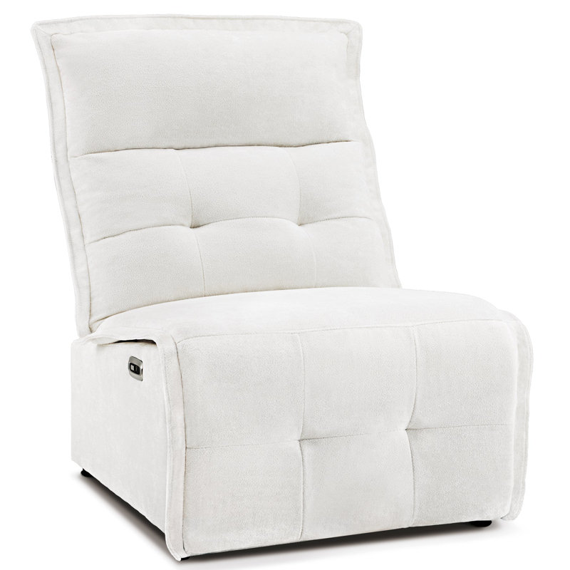 Fauteuil inclinable électrique sans accoudoirs 3,5 po avec ports USB, Polyester crème