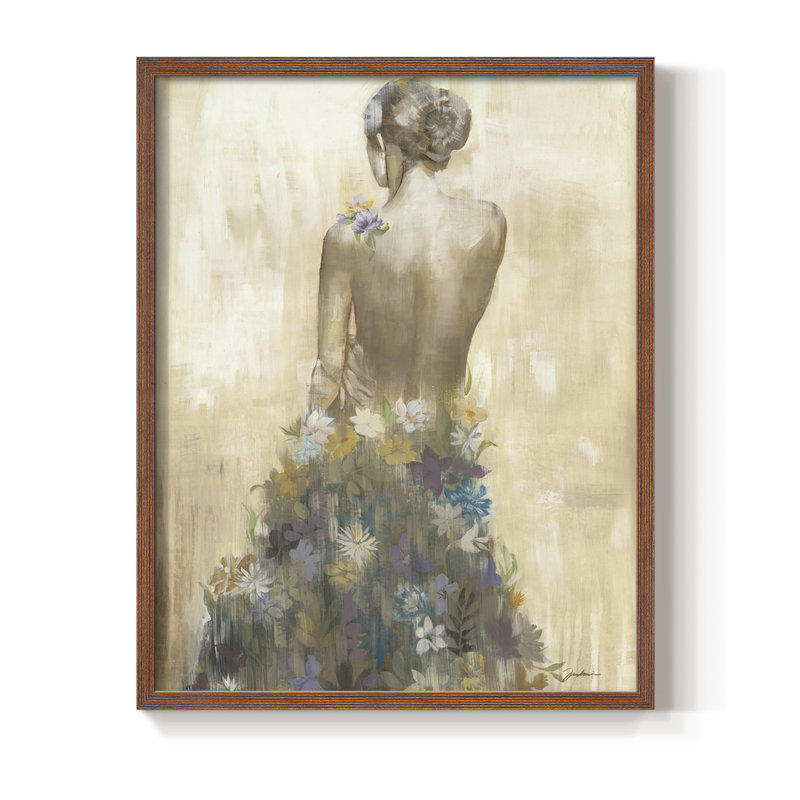 Reproduction encadrée de robe de jardin - bois massif, Brun, H 10 po x l 8 po