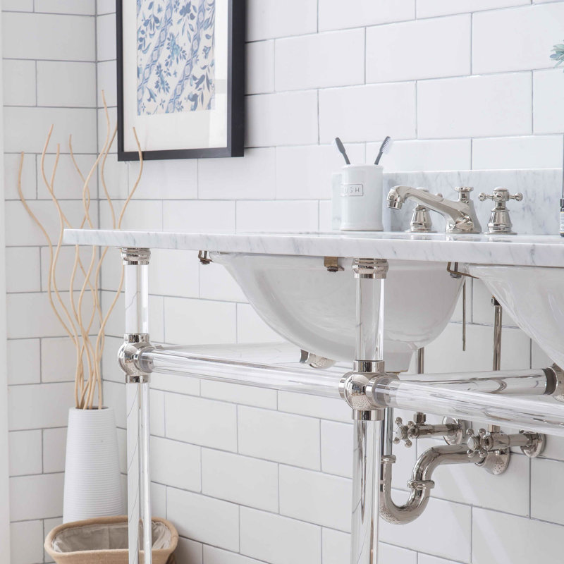 Empire 50.75'' W Double Bathroom Vanity Base, Polished Nickel