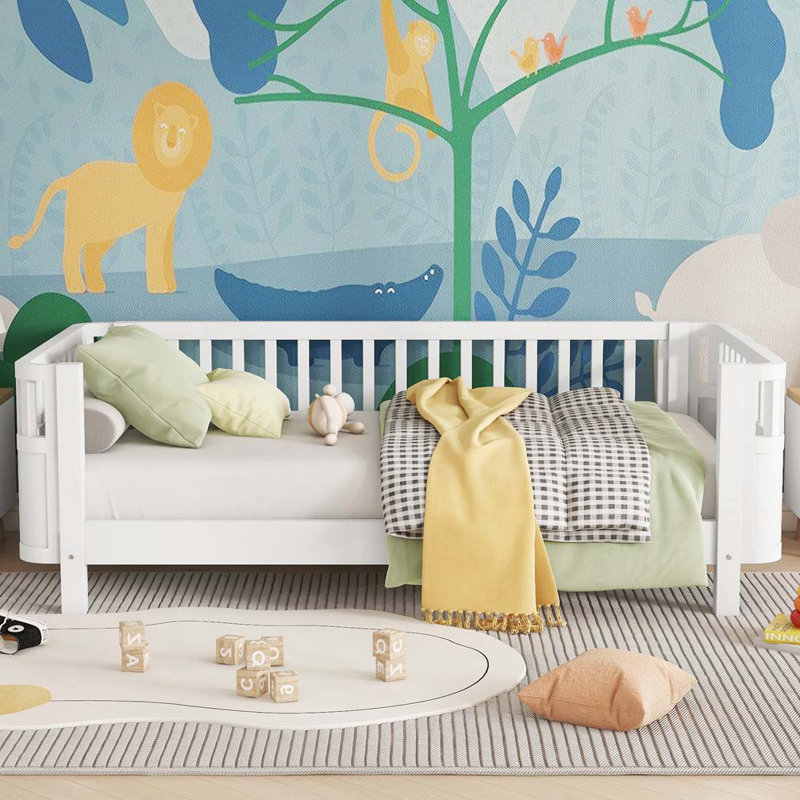 Wood Low Profile with Rails, Twin, White