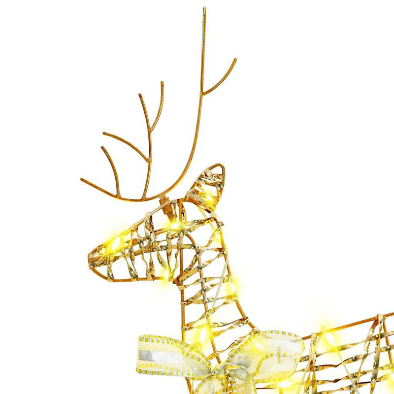 vidaXL LED Reindeers with 180 LEDs PET, Gold