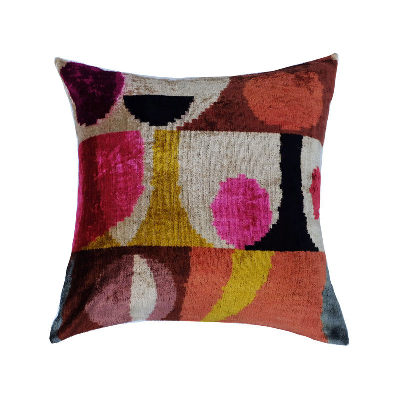 Kara Feather Throw Pillow, 24" x 24", Multicolor Geometric