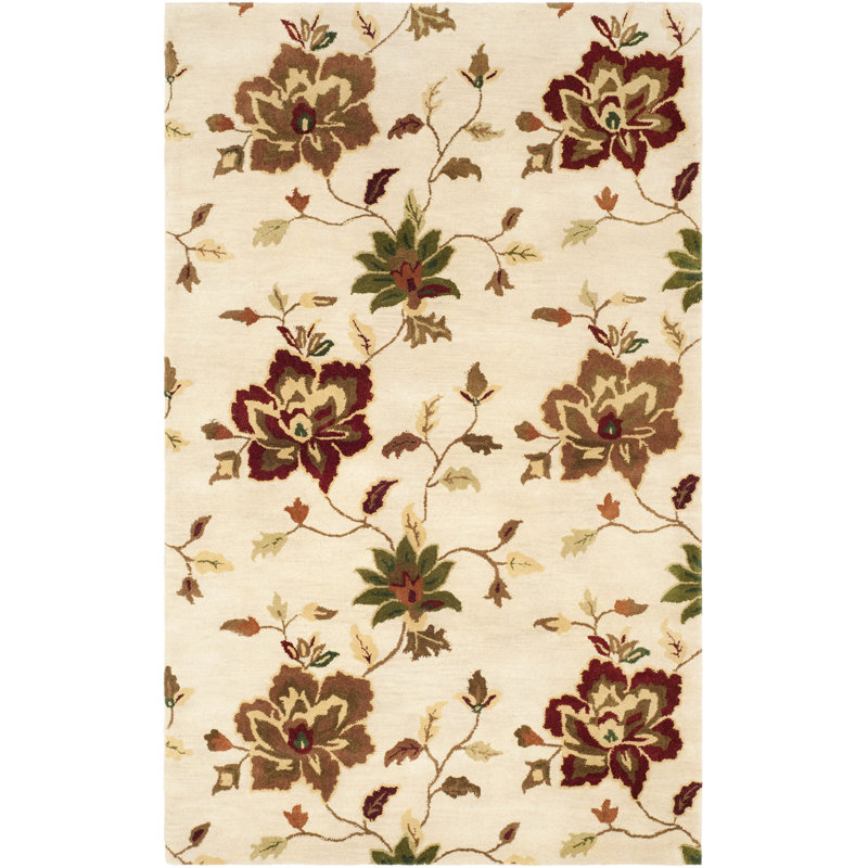 Ivory Multi Floral Hand-Tufted Wool 9' x 12' Rug