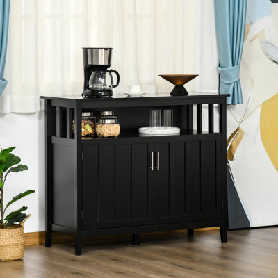 Buffet Coffee Bar avec tablettes réglables et 2 portes, armoire de cuisine noire pour vestibule ou salon, construction, basculant, l 41,75 po x P 17,75 po H