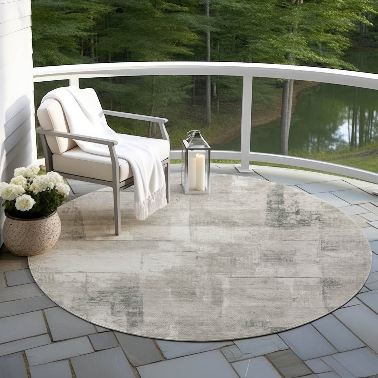 Machine Washable Indoor/Outdoor Cinead ACN1714 Beige Rug