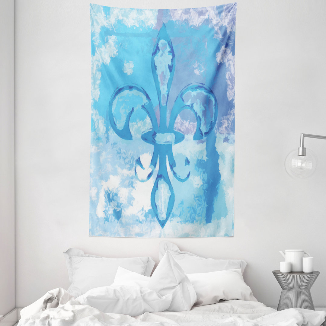 Wandteppich, Frankreich Fleur de Lis, Blau, Blau