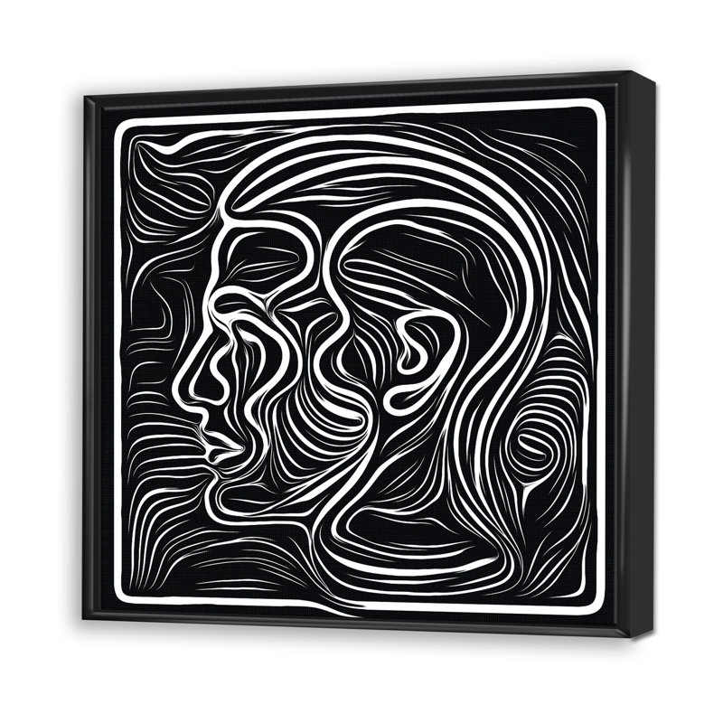 Portrait de sensibilisation noir et blanc II - reproduction sur toile, H 30 po x l 30 po x P 1 po, Toile avec cadre noir
