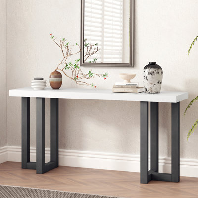 Console de conception géométrique avec pieds en pin massif, idéale pour le vestibule, le couloir, le salon et la chambre à coucher