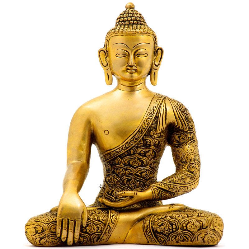 Lord Buddha In Bhumisparsha Mudra (robes décorées avec Dorje)