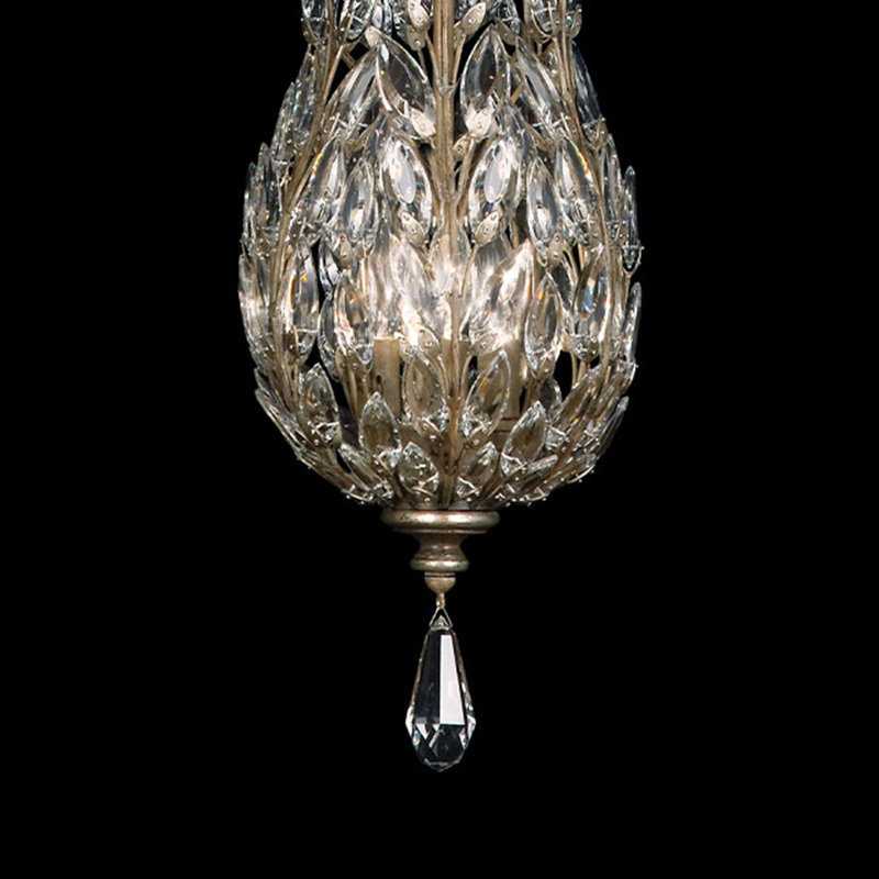 Gold Leaf Crystal 11" Round LED Pendant Light