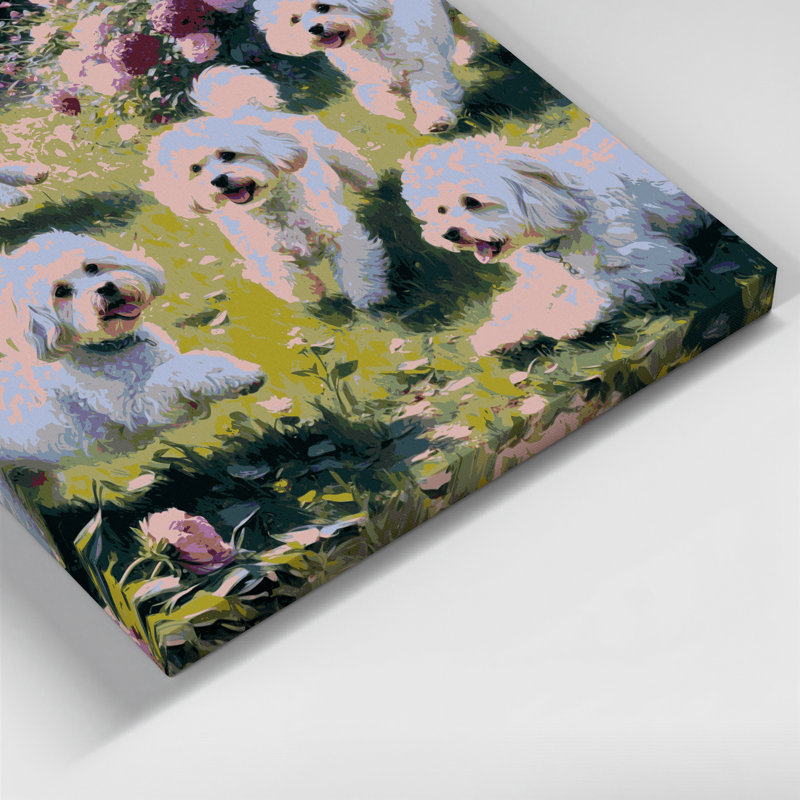 «Dogs Bichon Frise», art mural sur toile, H 12 po x l 12 po