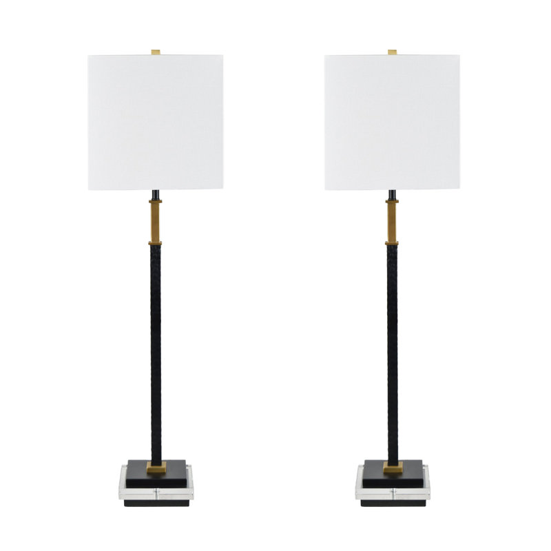 38.5" Metal Table Lamp With White Shade