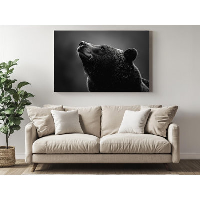 Portrait noir et blanc d'un ours sur toile de haute qualité - décoration murale fabriquée à la main - art élégant - cadeau - décoration murale