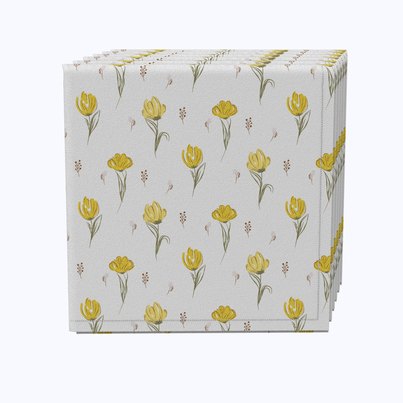 Cotton Twill Floral Square Napkin