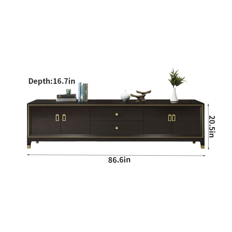 Crédence de rangement simple en bois massif 86,6 po Simple Creative, Noir