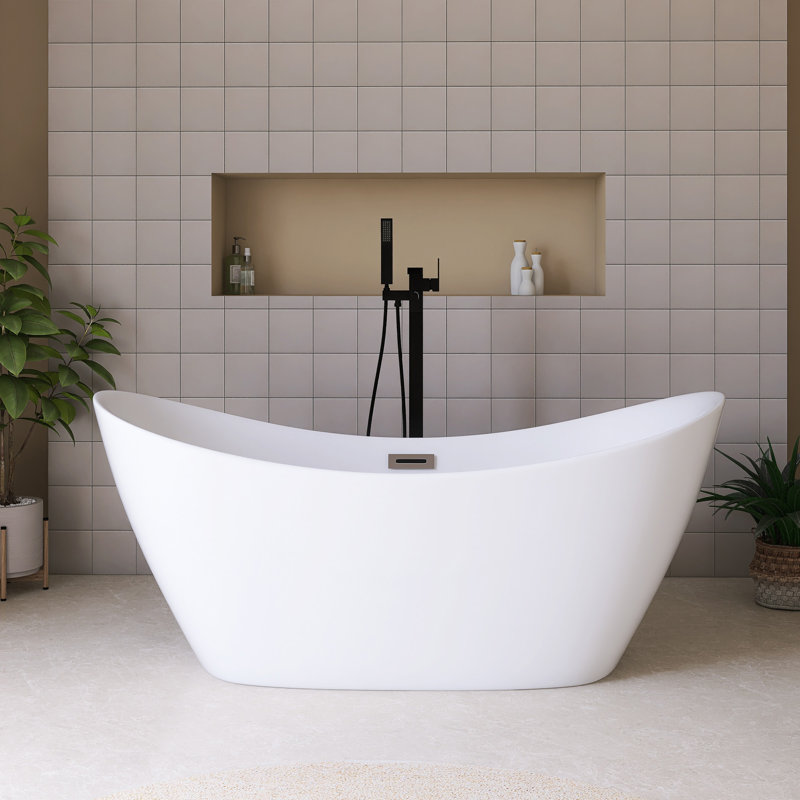 Baignoire de trempage autoportante en acrylique 59 po