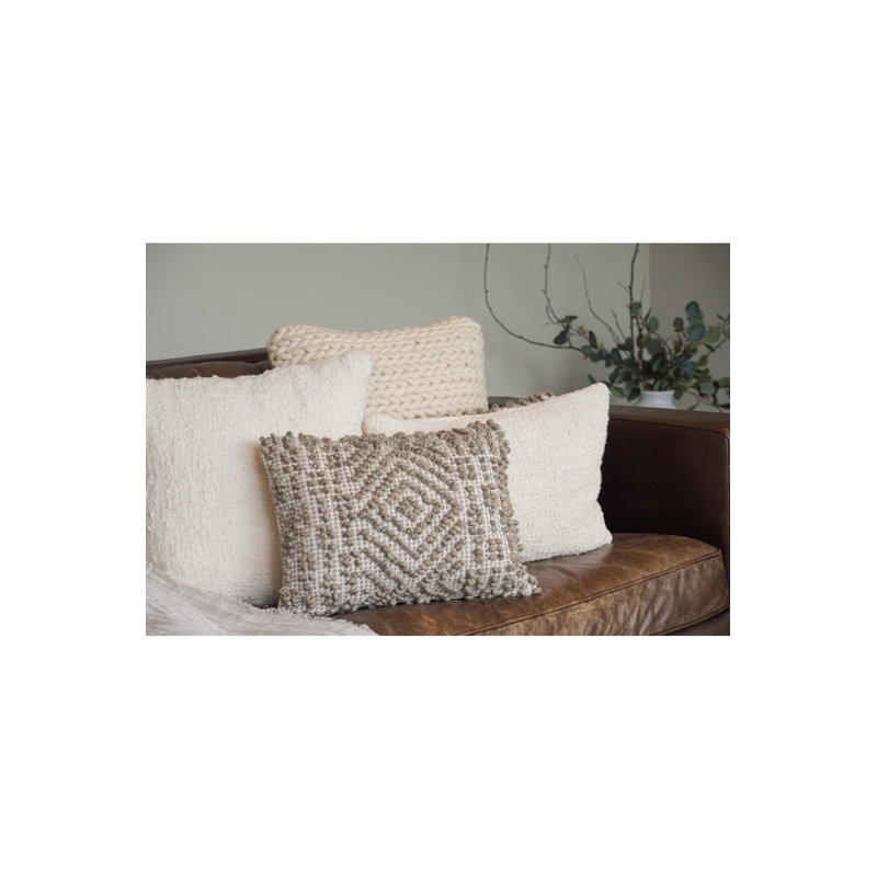 Cozy Cotton White Boucle 26x26 Throw Pillow