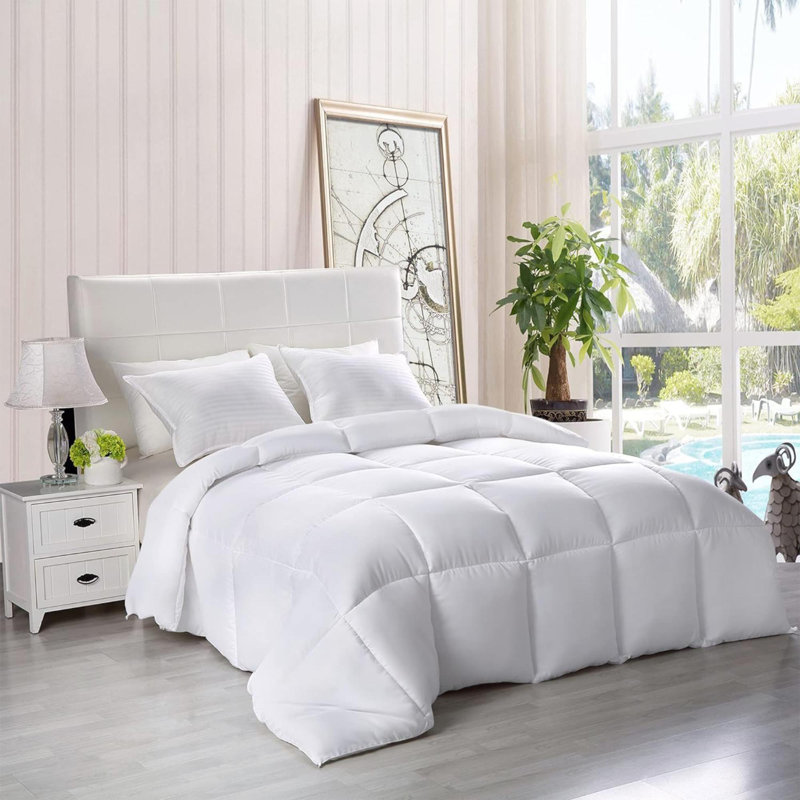 Comforters King Size, All Season Duvet Insert, Down Alternative Box Stitched Bed Comforter With Corner Tabs, Machine Washable